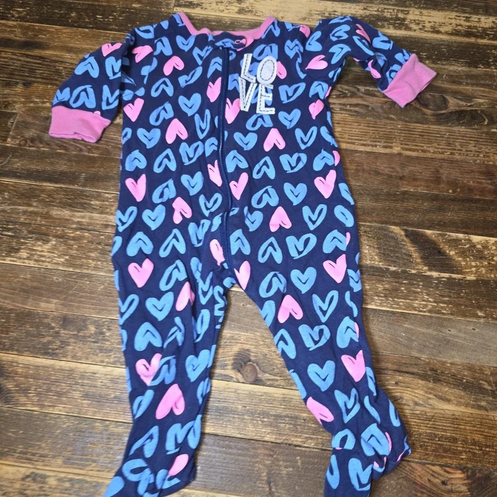 5 Baby Girl 6-9 months Footed Zip Up One Piece Sleeper Pajama Lot  Bundle Infant